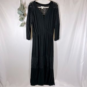Style & Co | Lace Maxi Dress Boho Long 3/4 Sleeves Size XL
